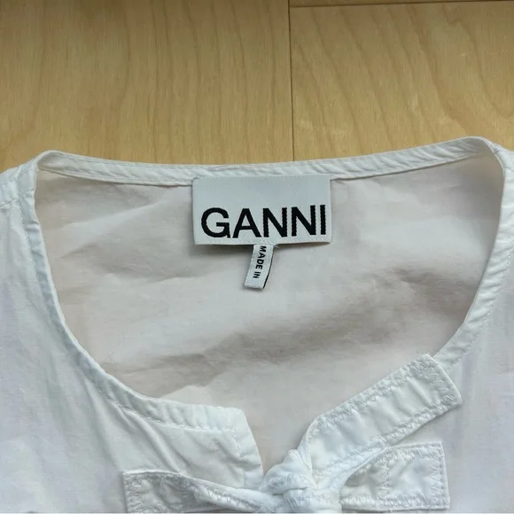 GANNI WHITE BOW BLOUSE - Picture 6 of 7